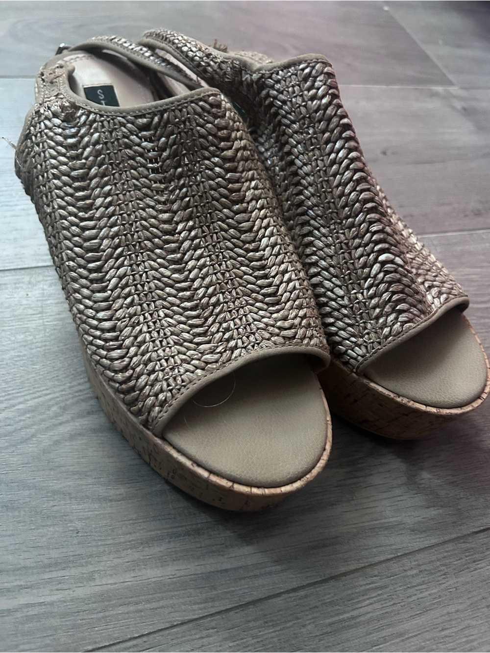 Steven By Steve Madden Braided Taupe Open-Toe Wedge Sandals